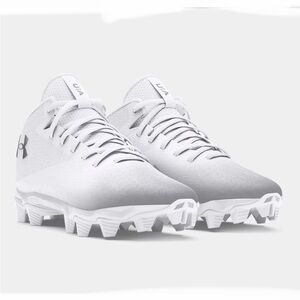 UnderArmour Boys'👦🏻UA SpotlightFranchise4RM Jr.Football🏈Cleats👟White/Metal Sz 3